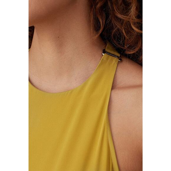 Tibi Eco Silk Yellow Sleeveless Halter Flounce Shift Midi Dress Size 8 - Picture 5 of 12